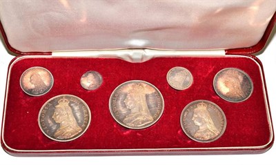 Lot 175 - Victoria (1837-1901), silver proof set, 1887, jubilee head, crown down to threepence (7 coins),...