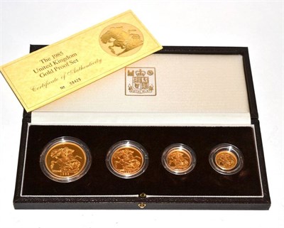 Lot 181 - Elizabeth II (1952-), gold proof sovereign collection, 1985, five pounds down to half sovereign...