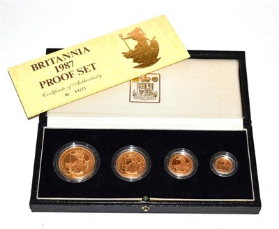 Lot 191 - Elizabeth II (1952-), Britannia gold proof set, 1987, 100 pounds down to 10 pounds (4 coins),...