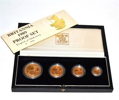 Lot 193 - Elizabeth II (1952-), Britannia gold proof set, 1989, 100 pounds down to 10 pounds (4 coins),...