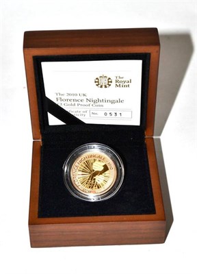 Lot 204 - Elizabeth II (1952-), proof £2 struck in gold, 2010 Florence Nightingale, in Royal Mint box...