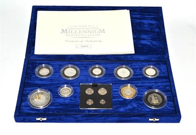 Lot 213 - Elizabeth II (1952-), silver proof set, 2000, five pounds down to maundy penny (13 coins), in Royal