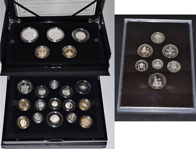 Lot 216 - Elizabeth II (1952-), silver proof piedfort set, 2015, a 5-coin set comprising two £5...