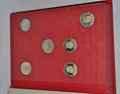 Lot 222 - The Kings and Queens of England by John Pinches (1970), a collection of 43 Silver Proof Crown-sized