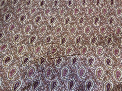 Lot 2000 - Late 19th Century Printed Silk Paisley Shawl, decorated with boteh within a burgundy fringed...