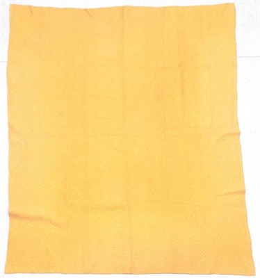Lot 2011 - Early 20th Century Double Sided Cotton Whole Cloth Quilt, in primrose yellow and pale yellow,...
