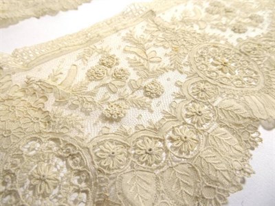Lot 2034 - Brussels Rose Point Floral Lace Flounce, 25cm by 250cm; Four Similar Smaller Lengths include...