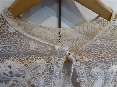 Lot 2080 - Edwardian Irish Crochet Lace Blouse, with raised flower heads, elbow length sleeves, round...