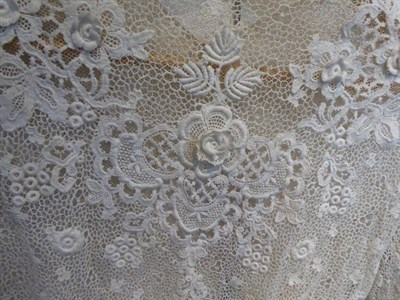 Lot 2080 - Edwardian Irish Crochet Lace Blouse, with raised flower heads, elbow length sleeves, round...