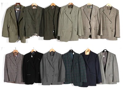 Lot 2094 - Assorted Gents Suits and Jackets, comprising a green tweed long jacket; John Collier green...