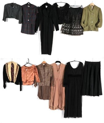 Lot 2119 - Assorted Circa 1940s and Later Suits and Separates, comprising Brielle Creations brown...