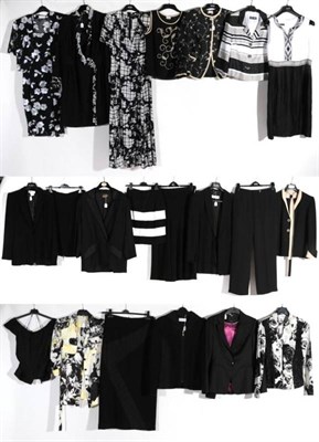 Lot 2123 - Assorted Modern Ladies Suits and Separates, comprising a Caroline Charles black cotton short sleeve