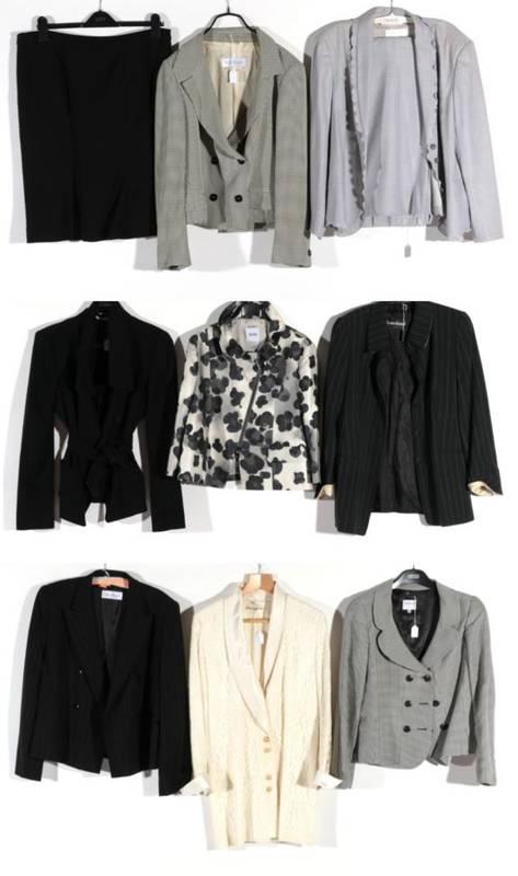 Lot 2129 - Assorted Modern Costume, including Maxmara black crepe jacket, button fastening and fabric belt tie