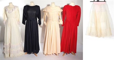 Lot 2133 - Three Circa 1980s Droopy & Browns York by Angela Holmes Dresses, including a navy blue linen...