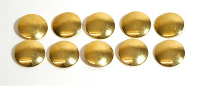 Lot 2136 - A Set of Ten Plain Gold Blazer Buttons, they measure 2cm in diameter