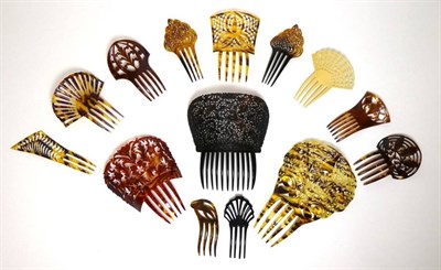 Lot 2137 - Assorted Decorative Pierced and Moulded Hair Combs, in various styles and sizes, mainly in...