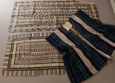 Lot 2146 - South Sea Islands Tapa Cloth, decorated in brown and black geometric shapes, 154cm by 62cm; Another