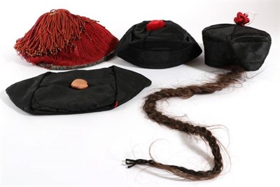 Lot 2148 - Chinese Mandarin Hat, mounted with red cotton and silk tassels, with shorter thicker tassels to the