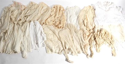 Lot 2164 - Eleven Assorted Early 20th Century White Cotton and Muslin Long and Short Sleeve Shirts, some...