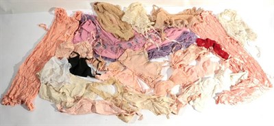 Lot 2175 - Assorted Early 20th Century Costume Accessories and Lingerie, including a pink silk shawl, net...