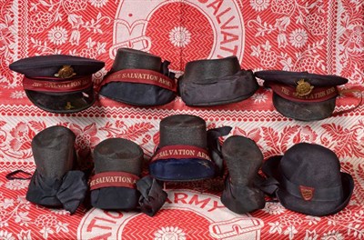 Lot 2176 - Early 20th Century Salvation Army Hats and Bonnets, comprising a lady's black straw work bonnet...