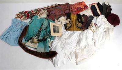 Lot 2179 - Assorted 20th Century Costume Accessories, comprising a large printed paisley shawl; child's...