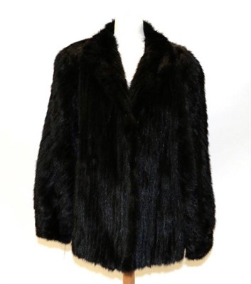 Lot 2195 - Whiteheads of Montpellier Furriers Harrogate Black Mink Jacket, with diagonal striped arms,...