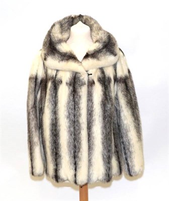 Lot 2198 - A Grey and White Striped Mink Jacket, with wide collar, long sleeves, swing shape, side pockets and