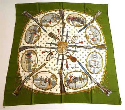 Lot 2207 - Hermès ''La Chasse A Tir'' or Hunting With Muskets Silk Scarf, designed by Philippe Ledoux,...