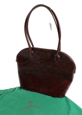 Lot 2217 - Mulberry Brown Leather Weave Effect Embossed Handbag, lined in check fabric, 26cm by 31cm, with...