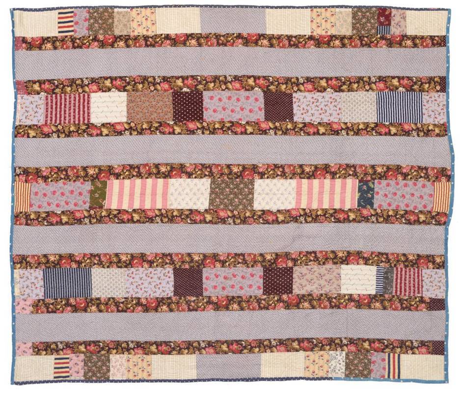 Lot 2245 - From the Estate of Hannah Hauxwell (1926-2018) Large Late 19th Century Cotton Strippy Quilt,...