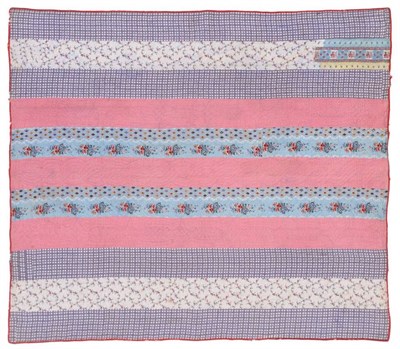 Lot 2246 - From the Estate of Hannah Hauxwell (1926-2018) Large Late 19th Century Cotton Strippy Quilt,...