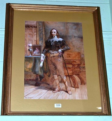 Lot 1006 - Charles Cattermole (1832-1900), Portrait of King Charles I, signed, watercolour, 53cm by 37cm