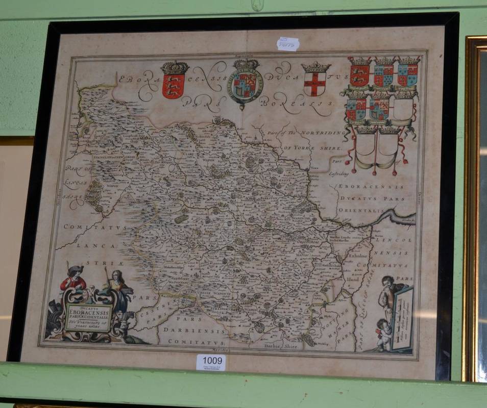 Lot 1009 - J. Blaeu, ''Ducatus Eboracensis Pars Occidentalis; The West Riding of Yorke Shire'', engraving with