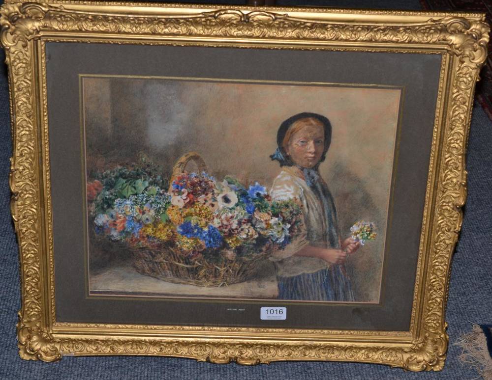 Lot 1016 - William Hunt, Flower Lady, watercolour, 33cm by 42cm