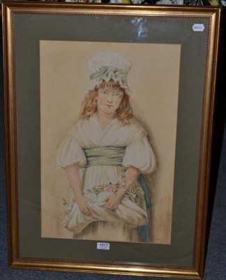 Lot 1017 - Kitty Gibson, portrait of a young girl wearing a bonnet, signed and dated 1925, watercolour,...