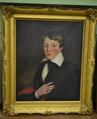 Lot 1018 - 19th century, oil on canvas portrait of a young man, reputedly Richard Eastham, in gilt frame, 76cm