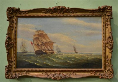 Lot 1026 - Circle of William Calcott Knell (c.1830-1876) Shipping in choppy waters, oil on canvas; and a study