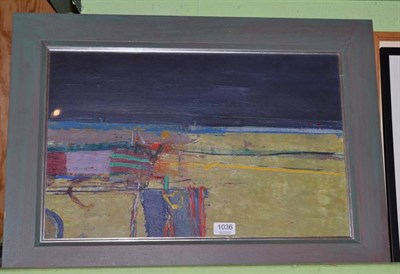 Lot 1036 - Janet Judge (Contemporary) ''Beach'', signed, inscribed and dated (19)96 verso, oil on board
