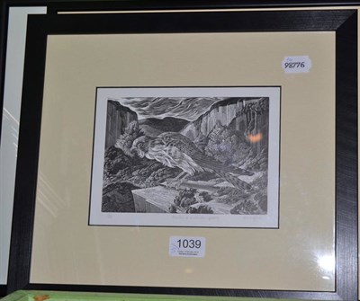 Lot 1039 - Derek L. Setford (b.1936) ''Kestrel in a disused quarry'', wood engraving, together with a...