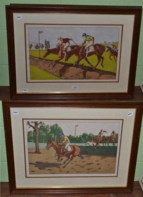 Lot 1051 - After Charles Ancelin (1863-1940) a pair of horse racing lithographs (2)