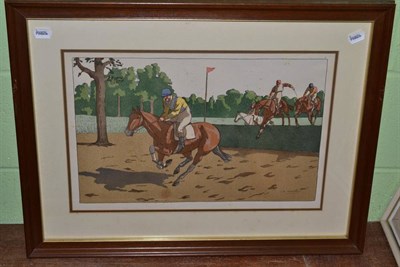 Lot 1051 - After Charles Ancelin (1863-1940) a pair of horse racing lithographs (2)