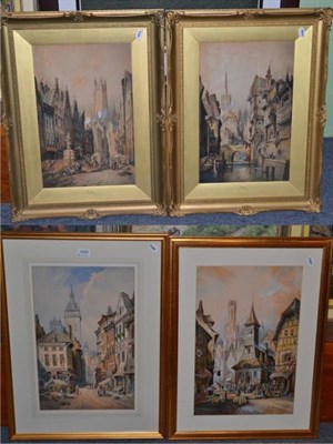 Lot 1055 - Cecil James Keats (19th/20th century) Continental town views, signed, four watercolours (4)