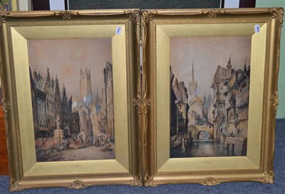 Lot 1055 - Cecil James Keats (19th/20th century) Continental town views, signed, four watercolours (4)