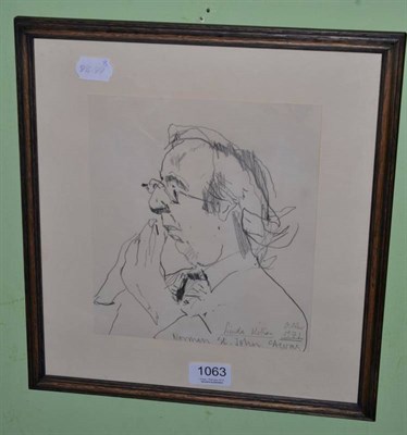 Lot 1063 - Linda Kitson (20th century), Portrait of Norman St. John Stevas, signed and dated 1971, pencil