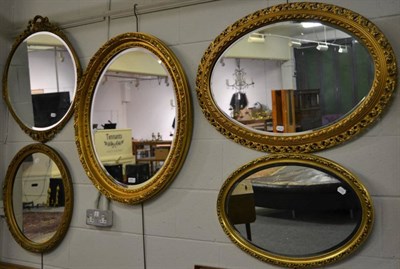 Lot 1075 - Five reproduction gilt framed mirrors