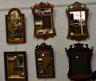 Lot 1081 - Four various fret work mirrors and two further mirrors (6)