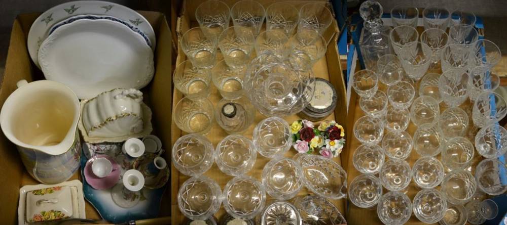 Lot 1094 - A quantity of cut table glass and various assorted ceramics (three boxes)