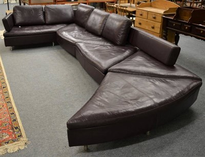 Lot 1129 - Ralph Benz: a burgundy leather modular corner sofa, modern, in five sections, with five...