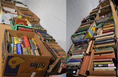 Lot 1143 - A large quantity of assorted books, novels and reference works, mostly hardbacks (sixteen boxes)